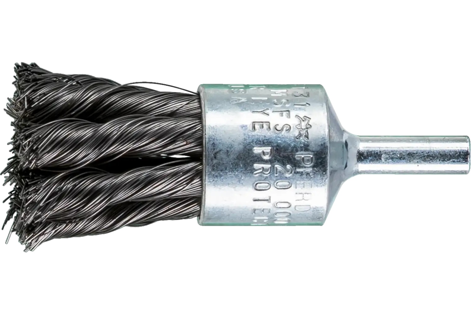 Picture of Pferd Knot Wire End Brush 3/4" Dia. Straight Cup .010 Carbon Steel 1/4" Shank